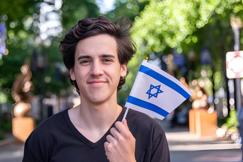 Street life in Israel with Hebrew signs